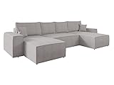 Mirjan24 Ecksofa Magerio U mit Bettkasten und Schlaffunktion, 4 Sitzer Eckcouch, U-Form Sofa für Wohnzimmer, Polsterecke mit Bettfunktion, Wohnlandschaft (Poso 110)