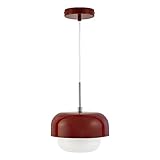 Dyberg Larsen - Haipot Yuzu Deckenlampe - Dusty Red Hängeleuchte - Lampe aus Metall und Rot Opalglas - Pendelleuchte Esstisch & Elegant Zimmer Deko - E27/60W - Modern Licht - Dänisches Design