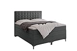 Grekpol -Boxspringbett mit Bonell- und 7-Zonen-Taschenfederkern-Matratze H3 (2 x 18 cm) und Topper 5 cm Polsterbett mit Bettkasten - RICO Duo (Grau (Amore Velvet 4321), 160x200 cm)