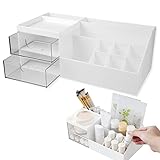 Schmink Aufbewahrung, Make-Up Organizer, 244 x 12 x 91mm Weiß Make Up Aufbewahrung mit Schubladen, Cosmetic Organizer Kosmetik-Organizer Kosmetik Aufbewahrungsbox Schmink Regal für Schminke, Schmuck