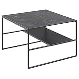 Amazon-Marke - Movian Couchtisch mit einer Ablage, marmorierte Tischplatte, schwarzes Metallgestell, 70 x 70 x 45 cm