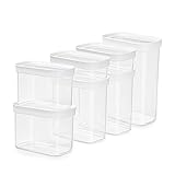 Emsa N11429 Optima 7-teiliges Trockenvorratsdosen-Set | 2 x 0,45/2 x 1/2 x 1,6/2,2 Liter | rechteckig | 100% sicher/hygienisch/unbedenklich | Frischedichtung | BPA-frei | transparentes Design
