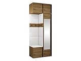 Mirjan24 Garderoben-Set Monati XXX, Kleiderschrank mit Spiegel, Aufsatz, Schuhschrank, Hängeschrank, 6 Doppelhaken, Gepolstertes Paneel/Wandpaneel, Flurgarderobe (Eiche Artisan/Schwarz, Soft 017)