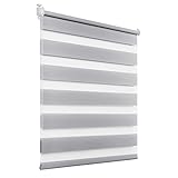 Doppelrollo Klemmfix 35x180cm Doppelter Stoff, wasserdichter Datenschutz Klemmrollo Sonnenschutz mit Kette, für Schlafzimmer, Hellgrau