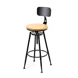 RobLux Industrielle Barhocker 26,3-30,7 Zoll Theke Bar höhenverstellbarer rotierender Holzsitz Küche Esszimmerstuhl