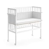 VitaliSpa Beistellbett inkl Nestchen geeignet für Boxspringbett Babybett Stubenbett Sophie Stillbett weiß