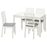 Ikea EKEDALEN/EKEDALEN Tisch und 4 Stühle, 120/180 cm, Weiß/Orsta Hellgrau