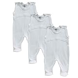 MEA BABY Unisex Baby Strampler aus 100% Bio-Baumwolle im 3er Pack. Baby Strampler Weiß (Creme). Baby Strampler für Mädchen Baby Strampler für Jungen (62)