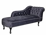 Chesterfield Chaiselongue Samt Sofa Grau Recamiere Ottomane Antik Liege fha069 Palazzo Exklusiv