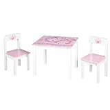 roba Kinder Krone', Kindermöbel Set aus 2 Kinderstühlen & 1 Tisch, Sitzgarnitur mit Prinzessin/Schloß/Einhorn Bedruckung in rosa Sitzgruppe, Kindersitzgruppe, 3 Stück (1er Pack)