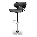 FIONEL Barhocker Zeitgenössische verstellbare Höhe Schwenkbarhocker Pu. Leder gepolstert mit gemütlichem Mid-Back- und Chrom-Base Barhocker Tresenstuhl Hohe Barhocker für Bartheke (Color : Schwarz)