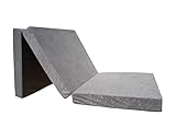 Natalia Spzoo – gemütliche Faltmatratze für einen erholsamen Schlaf wie auf Wolken – Klappmatratze mit Schaumstoffkern & abnehmbarem Bezug – 3-teilige klappbare Schlafmatte 195 x 65 x 8 cm (Grau 1008)