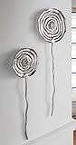 Wanddeko „Blume“, 2er Set, silber, Wandschmuck aus Aluminium, Wandbild, Metall Deko-Hänger modern