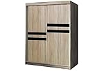 BETTSO -Schwebetürenschrank mit Kleiderstange und Einlegeboden, Schlafzimmerschrank mit 2 Türen, Schiebetüren (150cm x 200cm x 62cm)-ARITUS Sonoma