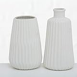 mucplants 2er Set Vase aus Porzellan 15cm und 17cm weiß matt Blumenvase Dekovase (Weiß)