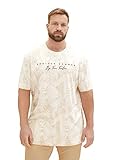 TOM TAILOR Herren 1038578 Plussize T-Shirt mit Palmen-Muster, 32005-Offwhite Beige Leaf Design, 5XL