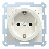 Merten 233819 FI-SCHUKO-Sicherheitssteckdosen-Einsatz mit Berührungsschutz, polarweiß glänzend, System M, Schutzkontaksteckdose
