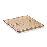 KHG Herdabdeckplatten Bambus 2er-Set je 50x28 cm Holz braun, Kochfeld-Abdeckung für alle Herdarten inkl. Schneidebrett mit Saftrille mit rutschfesten Kunststoff-Füßen
