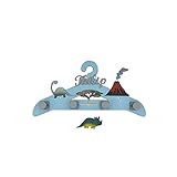 Hokulight Kindergarderobe aus Holz mit Wunschname Personalisierbar Dino blau Flur Kinderzimmer Kinder Geschenk Baby Geburtstag Wandhaken Kleiderhaken Garderobe