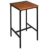 WOLTU 1x Bartisch Bistrotisch Stehtisch Esstisch, Metallgestell, Tischplatte aus Massivholz, Kiefer, 66x66x110cm(BxTxH) BT12hei