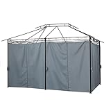 Mondeer 6 Ersatz Pavillon Seitenteile Vorhang mit Reißverschluss, 140g/m² Dachplane Wasserdicht für 3x4m Gartenpavillon Partyzelt Festzelt, Grau (ohne Rahmen)