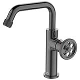 KOLMAN Waschtischarmatur für Waschbecken Grau MURO Kleine Wasserhahn Mischbatterie + Click-Clack