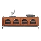 Lingula TV-Schrank Retro-TV-Ständer mit Edelstahlbeinen, Home-Entertainment-Center-Medienkonsole mit gewölbtem Glastür-Aufbewahrungsschrank Lowboards (Color : 200 * 40 * 63CM)