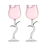 Wnvivi 2 x Rosenform-Weingläser, kreative Rosen-Kelch-Ästhetik, 150 ml, Rotweinglas, Cocktailglas, Saftbecher für Zuhause, Bar, Hochzeit (rosa)