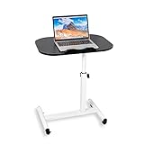 Spuppy Beistelltisch mit Rollen, 60x40cm Laptoptisch Höhenverstellbar, Ergonomischer Stehpult, Betttisch auf Rollen Höhenverstellbar, Beistelltisch Bett Schreibtisch mit Rollen