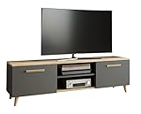 MATKAM Bergen TV Lowboard skandinavisch TV Unterteil Fernsehtisch, H47 x B150 x T40 cm (Anthrazit-Artisan Eiche)