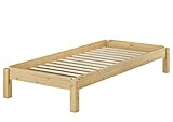 Erst-Holz® Stapelbett Massivholzbett Kiefer Natur 90x200cm Einzelbett stapelbar Gästebett + Rollrost 60.48-09