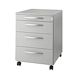 SCHÄFER SHOP Select Rollcontainer LOGIN, Bürocontainer mit 3 Schüben und 1 Untensilienauszug, vormontiert und abschließbar, B 432 x T 580 x H 595 mm, lichtgrau Schubladenschrank - 106582