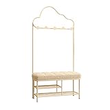 Kleiderständer, Kleiderständer, Metallgarderobe, Schuhbank mit Regalen, 3-in-1-Flurbaum mit 4/5 Haken, Eingangsbank, Kleiderbügel für Wohnzimmer, Schlafzimmer (Größe: 80 cm)