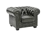 Woodkings® Chesterfield Sessel Echtleder Bürosessel Polstermöbel Designsessel Federkern Unikat Herrenzimmer englisches Leder Stilsessel (antik grün)