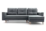 Ecksofa mit Schlaffunktion und Bettkasten Ottomane Links als auch rechts montierbar Couch für Wohnzimmer, Schlafsofa Sofagarnitur Sofa Eckcouch L-Form Wohnlandschaft 232x137x84 cm Carl Grau