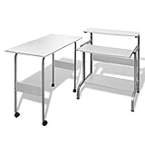 TEKEET Home Furniture Computertisch mit ausziehbarer Tastaturablage, Weiß, 2-teilig