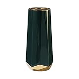 Hohe Vasen, Kreative Deko-vasen. Geometrische Keramikvase Mit Golddekor, Zuhause, Dekorative Accessoires Für Blumenarrangements(Size:9 * 25CM,Color:Dunkelgrün)