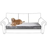 Rosnek Sofa Sitzkissenbezug Sofabezug 3 Sitzer, Samt Sofahusse 3 Sitzer Stretch Couchbezug,Sofa Cover Couch überzug für Sofa überzug L Form,Chaiselongue,Ecksofa,1 Stück,Silber Grau