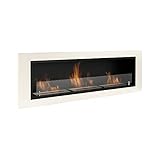 AARON HOME Milano Ethanol Kamin, Wandmontiert, Edelstahl, 128x42cm (Weiß)