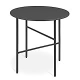 bomoe Runder Beistelltisch Metall Schwarz Ø 44 cm Tischplatte Kratzfest – Stabiler Wohnzimmer Couchtisch Leicht In- & Outdoor Gartentisch Balkon Tisch Terrasse – Nachttisch Bett Schlafzimmer Finn