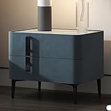 WOLWES Nachtschrank, Nachttisch Modern, Beistelltisch mit Schublade, Beistelltisch mit Marmorplatte, für Schlafzimmer (Color : Blue, Size : 19.7 * 15.7 * 19.7in)
