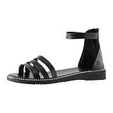Cvanxluy Sandalen Damen Sommer Flach Schwarz Einfarbig Strandschuhe Damen Sandalen Elegant Schwarz Sandaletten Damen Schwarz Sandaletten Damen Mit Absatz Rosa Ultraleichte Reduziert Schmerzen