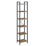 VASAGLE Regal, Bücherregal, Standregal, DVD-Regal, mit 6 Ebenen, Büroregal, offene Ablagen, für Büro, Wohnzimmer, Schlafzimmer, Küche, 30 x 40 x 187,5 cm, dunkelwalnussfarben-schwarz LLS101B48