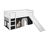 Lilokids Spielbett Jelle Star Wars, Hochbett mit Rutsche und Vorhang Kinderbett, Holz, schwarz, 208 x 98 x 113 cm