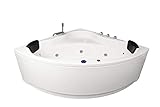 Whirlpool Badewanne Karibik Basic Made in Germany 130 x 130, 140 x 140 oder 150 x 150 cm mit 13 Massage Düsen LED Beleuchtung Licht dhW Holland Mit Armaturen Eckwanne Spa runde Eckbadewanne günstig