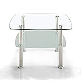 AOKLEY Kleiner Tisch Schlanker, minimalistischer Doppel-Couchtisch aus Glas, Wohnzimmer, Kleiner quadratischer Tisch, Sofatisch, Couchtisch, Mehrfarbig, optional Couchtisch Klein (Color : Wit)