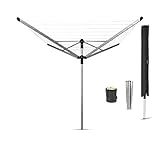 Brabantia - Lift-O-Matic Advance drehbaren Wäschespinne - Easy Lift-Systems - UV-beständige Wäscheleine, 50 m - Kein Durchhängen - Auch für Kleiderbügel - Metallic Grey - ø 295cm