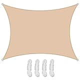 Sonnensegel Wasserdicht Rechteckig Sonnensegel Sonnenschutz UV-Schutz für Balkon Terrasse Garten, Sonnensegel Balkon Ohne Bohren, mit Ösen und Befestigungsseile, 3x4m
