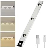 IBAYE LED-Schrankleuchte, Bewegungsmelder unter Schrankleuchten, Untertischbeleuchtung, 3 Farben, wiederaufladbar, dimmbar, kabellos, magnetisch, Küchen-Nachtlichter