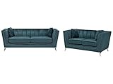 Beliani Sofa Set aus Samtstoff Blau-Grün 2-Sitzer 3-Sitzer modernes Wohnzimmer-Set Gaula